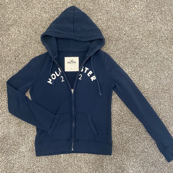 Large Hollister 1922 Dark Blue Zip Up Sweatshirt - Picture 1 of 2